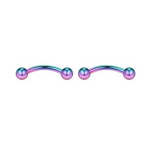 Stainless Steel Holographic Curved Barbell Jewelry with Balls